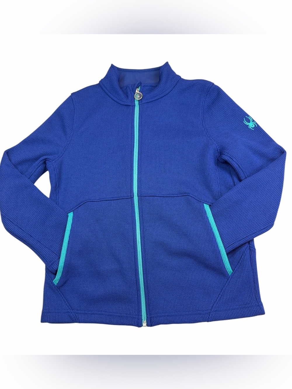 Spyder Girls Royal Blue Full-Zip Jacket with Teal Trim Fleece-like Lined L 14/16